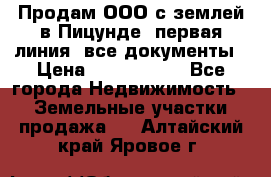 Продам ООО с землей в Пицунде, первая линия, все документы › Цена ­ 9 000 000 - Все города Недвижимость » Земельные участки продажа   . Алтайский край,Яровое г.